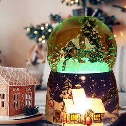 Decorative Objects & Figurines Christmas Crystal Ball Music Box Luminous Rotating LED Light Girl Child Gift For Birthday Moon Snowing Castle