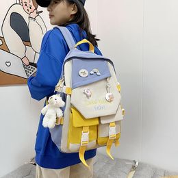 School Bags Cute Women Backpacks Waterproof Multi-Pocket Nylon Backpack For Student Female Girls Kawaii Laptop Book Pack Mochilas2022