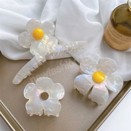 Acetate Hair Claws For Women Fashion Temperament White Flower Hair Clip Clamps Femme Hair Accessories