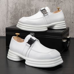 Square Toe Men Shoes Height Increasing White and Comfortable Casual Shoes Fashion Flats Loafers Moccasins P20D50