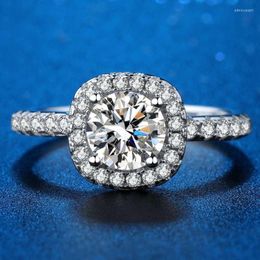 Cluster Rings Classic Princess Square Moissanite Ring Excellent Cut 1ct Pass Diamond Test D Color Engagement Jewelry With GRA Edwi22