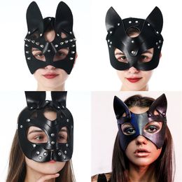 Sexy Toys Sex Mask Half Mask Party Cosplay Punk Slave Props PU Leather SM Mask BDSM Bondage Adult Play Masks Sex Toys For Women 220330