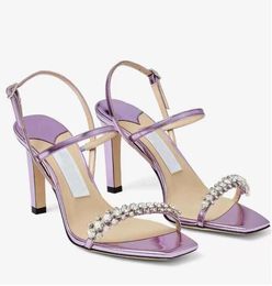 Summer Meira Sandals Shoes For Women Crystal Strappy Lady Gladiator Sandalias Perfect High Heels Bridal Wedding Bridals