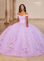 Lavender Appliqued Quinceanera Dresses Off The Shoulder Beaded Ball Gown Lace Sweet 16 Dress Party Wear Prom Evening Gowns