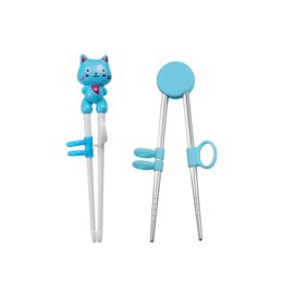 Cute Portable Kids Learning Training Chopsticks Reusable Stainless Steel Chopsticks For Child Enlightenment 20220616 D3