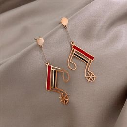 Dangle & Chandelier Korean Music Earrings Musical Note Long For Women Classic Red Black Geometric Ear Jewelry GiftsDangle ChandelierDangle