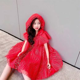 Fashion-quality Kids Girls Dress Summer Children Pageant Gown Princess Wedding Dress For Baby Girl Red Party Clothes