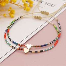 Bohemia Colorful couples glass bead bracelet designer jewelry woman party heart cross bracelet blue red pink beads knot South American Man Bracelets for Teen Girls