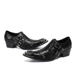 Mens Formal Smart Evening Faux Reptile Hi Shine Slip On Chisel Toe Shoes Black 
