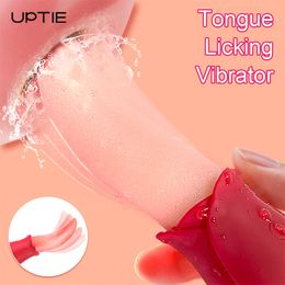 Powerful Tongue Licking Rose Vibrator Female 10 Modes G spot Clitoris Stimulator Nipple Massager Mini Clit sexy Toys for Women