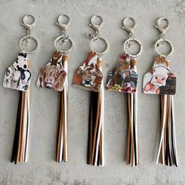 Cross-border Personalised keychain long Korean velvet tassel pendant key ring multi-color optional