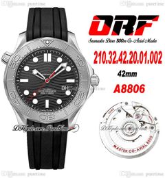 ORF Diver 300M Nekton A8806 Automatic Mens Watch 42mm Black Wave Textured Dial Super Edition Rubber Strap 210.32.42.20.01.002 Watches Puretime B2