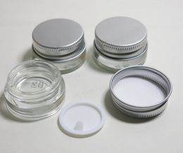 5g 5ml mini thick clear glass cream jar pot bottle with aluminum lids & inner cap 1/6oz cosmetic perfume bottle