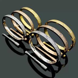 Design Sense Titanium Steel 3 Row Full Diamond Bangle Fashion Women Men Christmas Bracelet Jewellery Gift with Velvet Pouch H12032