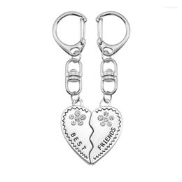 Keychains DIY Keychain For Women Girl Crystal Heart Shaped Puzzle Pendant Accessories Key Chain Charms Couple Jewellery Gift Drop Miri22