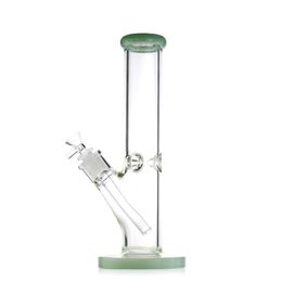 11.8-Inch Jade Green Straight Tube Glass Hookah Bong - Mouthpiece and Base, Diffused Percolator