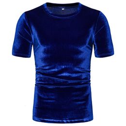 Men's TShirts Summer Men velvet round neck short sleeve tshirt vintage hip hop tees tops man harajuku punk street wear Korean style clothes 230206