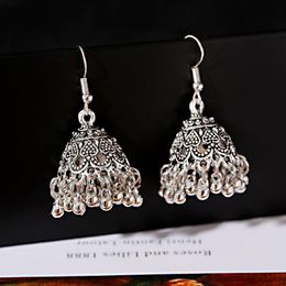 Dangle & Chandelier TopHanqi Sliver Color Antique Ethnic India Jhumka Jhumki Womens Earrings Bohemian Water Drop For Women Gypsy JewelryDang