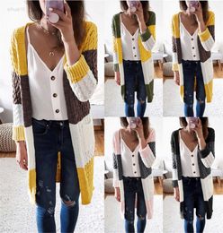 Women Solid Colour Contrast Long Sleeves Pocket Outerwear Sweater Vest Jacket Fashion Daily High Quality Jacket L220725