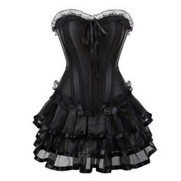 Bustiers & Corsets Caudatus Corset Set Skirts Dresses Brocade Gothic Party Corselet Overbust Plus Size Sexy Fashion BustiersBustiers