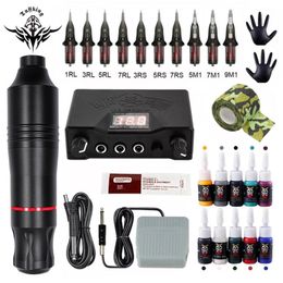 Tattoo Machine Kits Tattoo Power Supply Rotary Pen With Cartridges Needles Permanent Makeup Machine For Tattoo Beginners Artist 220728