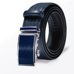 Belts Men Genuine Leather Blue Belt With Automatic Buckle Top Quality Cowhide Bussines For Trousers Pants Male Waistband StrapsBelts Forb22