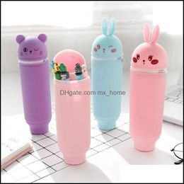 Pencil Bags Cases Office School Supplies Business Industrial Scalable Organizer Sile Cute Rabbit Bear Pen Colorf Large Capacity Student St