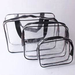 3pcs Set Clear PVC Toiletry Bag Pouch Cosmetic Travel Case Waterproof Makeup Large Bag Diaper Luggage Organizer Storage Easy Clean