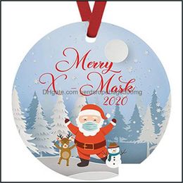 Christmas Decorations Festive Party Supplies Home Garden Santa Claus Snowman Decoration Pendants Tree Decor Ornaments Quarantine Cartoon X