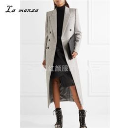Cappotto lungo da ufficio lungo elegante in lana da donna invernale Cappotti da donna moda stile coreano 201215
