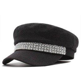 Women Berets Pearl Decoration Hat Female Cotton Newspaper Seller Hat 2020 New Brand Summer Beret Lady Painter Hood Hats Wholesale J220722