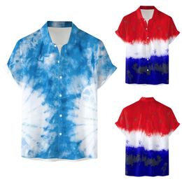 Men's Casual Shirts Men Large Short Sleeve Spring Summer Printed Fashion Top Blouse Loose Fitted BlouseMen's