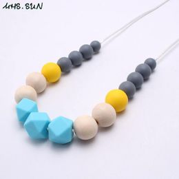 teething chews UK - Chains MHS.SUN Silicone Beads Necklace For Baby Mom Teething Chewable BPA Free Nursing Jewelry Food GradeChains