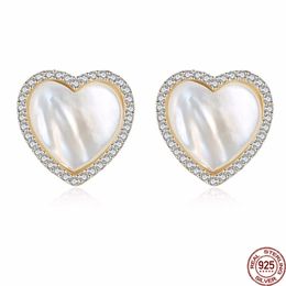 Classico minuscolo intarsio bianco intarsio 925 Orecchini per borchie in argento sterling per donne delicate orecchini preziosi gioielli