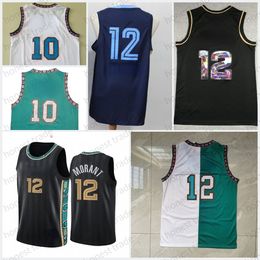 2022 75th Basketball Ja 12 Morant Black Jersey Green 10 Mike Bibby White Split Jerseys Ed Splited Sportswear Uniforms Good Quality