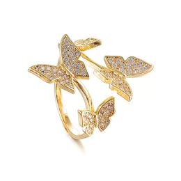 Delicate and lovely Cute Luxury Jewellery Rings 925 Sterling Silver&Rose Gold Fill Opening adjustable Wedding Band Butterfly Ring