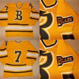 VipCeoMit VTG-Bursnville Blaze Game Worn Used Minnesota High School Hockey Jersey 100% Stitched Embroidery s Hockey Jerseys