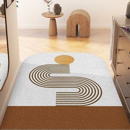 カーペットノルディックスタイルシンプルな幾何学抽象的な家庭用床マットの防水性と皮膚のフットマットシルクリングフローマット