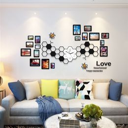 Fashion Acrylic DIY Po Frames 9&12&18 PcsSet Modern Decoration Wall Stickers For Home Decor Living Room 201211