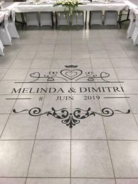 Wall Stickers Wedding Party Floor Decoration Decals Dance Customized Name And Date Removeable Sticker G728