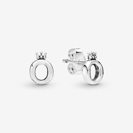 100% Authentic 925 Sterling Silver Polished Crown O Stud Earrings Fashion Earrings Jewellery Accessories For Women Gift