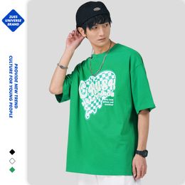 Plaid Print T-shirts Summer Trendy Green Short Sleeve Tees Oversize Printed Designer Tops