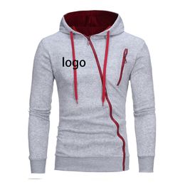 Customise Men Hoodies Sweatshirt DIY Diagonal Zipper Coat Spring Autumn Trend Top Custom Design Your Like P o Streetwear 220722