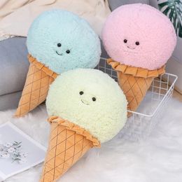 46cm Simulation Ice Cream Plush Toy Kawaii Plushie Dessert Food Stuffed Soft Kids Toys Chair Cushion Room Decor Gifts LA496