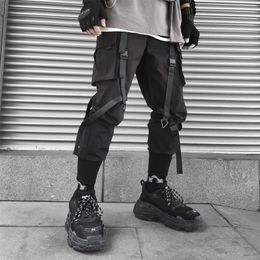 Harajuku Fashion Mens Hip Hop Clothing Streetwear Cargo Plaid Pants for Male Joggers Harem High Street Polyester Sport Trousers 220704