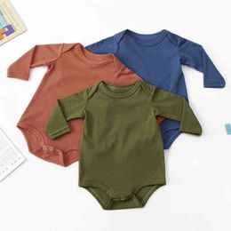 Autumn Newborn Baby Boy Girl Rompers Baby Girl Long Sleeve Pure Colour Rompers Spring Baby Boy Girl Rompers Clothes G220510