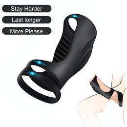 Three-Ring Design Cock Silicone Rings with Stretchy Longer Harder Strong Wearable Delay Sleeves Adults Toys for Men or Couples