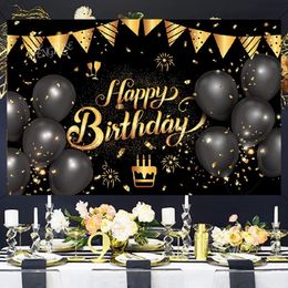 Black Gold Glitter Party Decoration Custom Background For Po Studio Happy Birthday Decor Supplies Name DIY Backdrops 220618