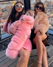 Fur Coat High Quality Furry Cropped Faux Fur and Jackets Women Fluffy Top Coats With Hooded Winter Jacket Manteau Femme Womens Clothing Natural Colour