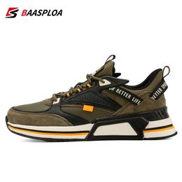 Baasploa Fashion Running Shoes For Men Casual Men's Designer Leather Sneakers Lace-Up Male Outdoor Sports Lightweight Shoe 220627